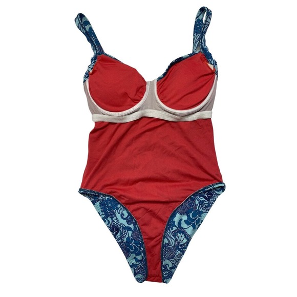 TITLE NINE Carve Design Blue Floral One-Piece Bathing Suit Size Medium Swim - Picture 12 of 12